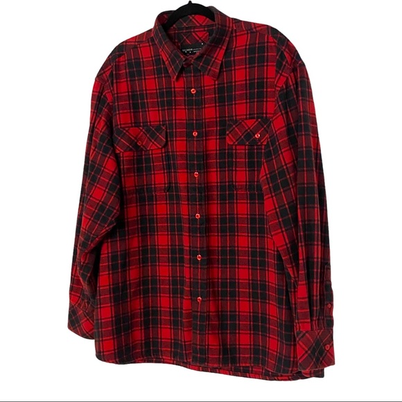 Rocawear Cotton Flannel Plaid Long Sleeve Button Down Shirt Men’s 3XL Black Red - Picture 2 of 8
